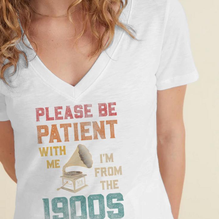 Please Be Patient With Me I'm From The 1900s Cool Gramophone Premium Women's Jersey Short Sleeve Deep V-Neck Tshirt