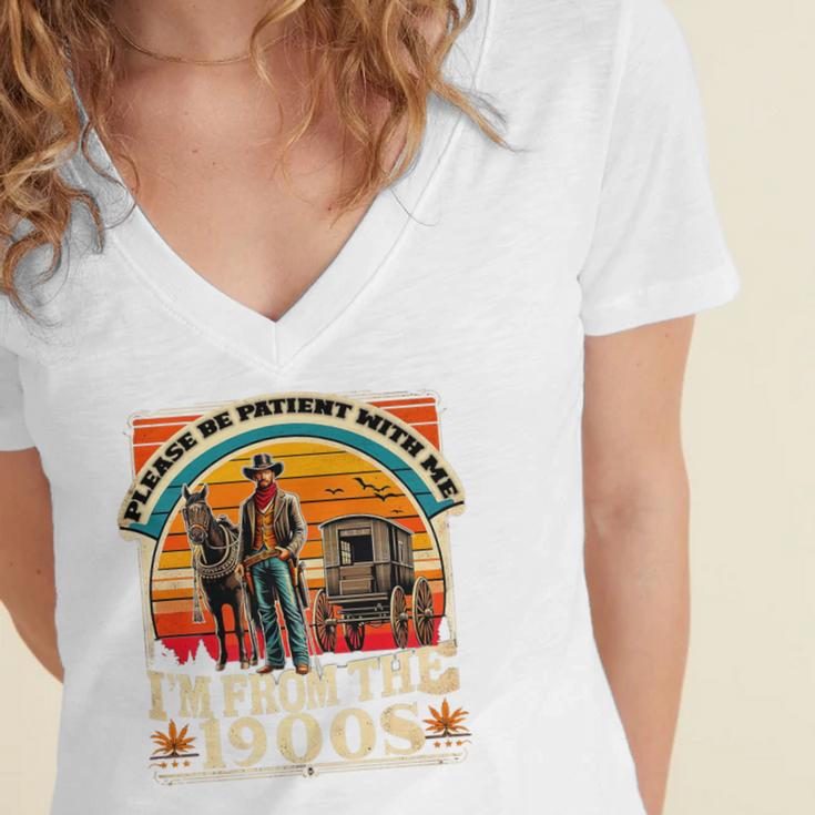 Please Be Patient With Me I'm From The 1900s Cowboy Premium Women's Jersey Short Sleeve Deep V-Neck Tshirt Please Be Patient With Me I'm From The 1900s Cowboy Premium Women's Jersey Short Sleeve Deep V-Neck Tshirt