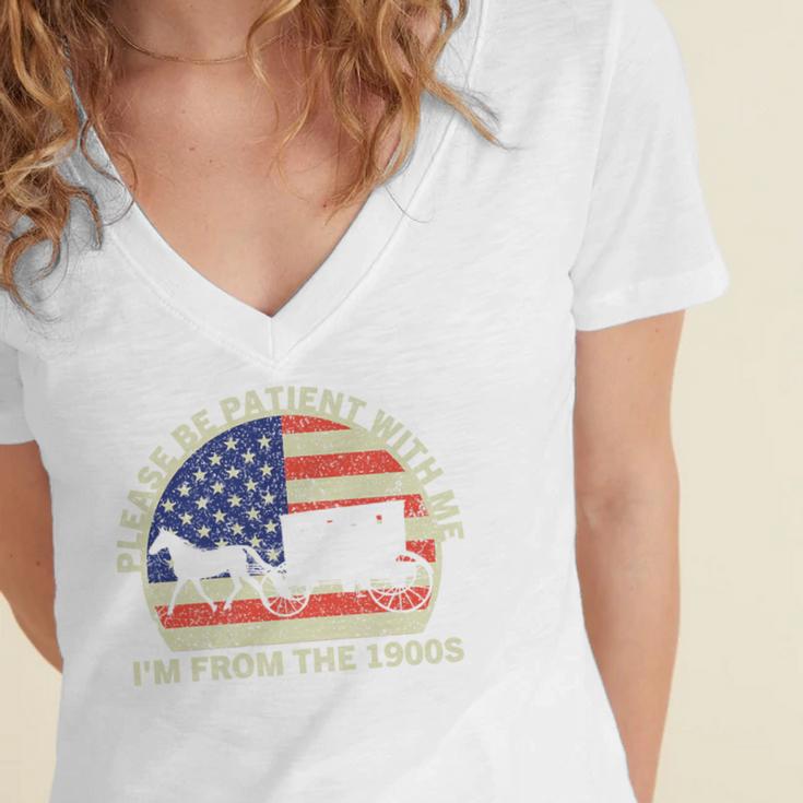 Please Be Patient With Me I'm From The 1900s Dad Vintage Premium Women's Jersey Short Sleeve Deep V-Neck Tshirt