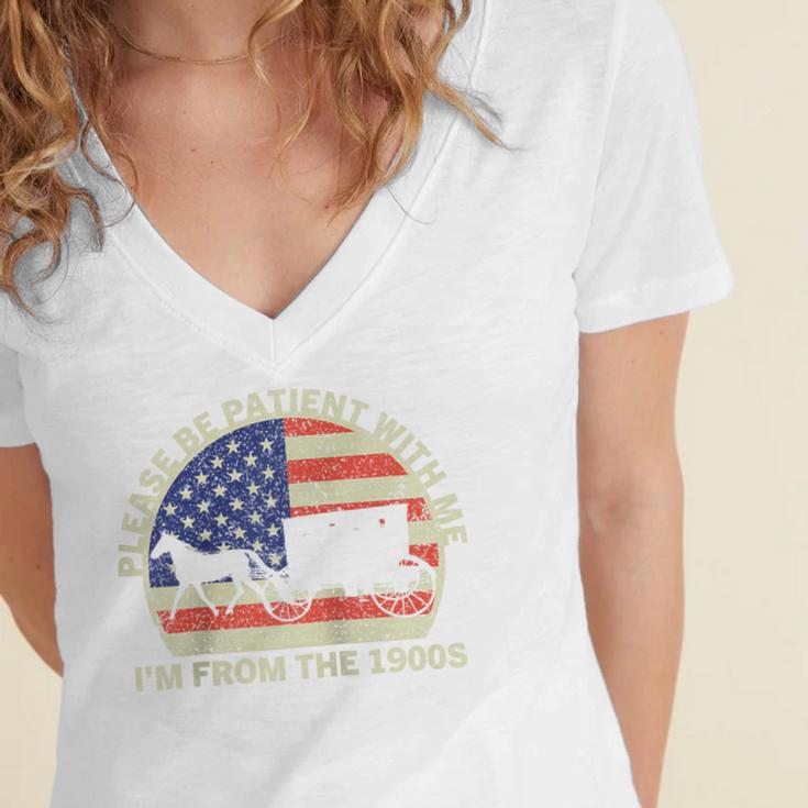 Please Be Patient With Me I'm From The 1900s Dad Vintage Raglan Baseball Tee Women's Jersey Short Sleeve Deep V-Neck Tshirt Please Be Patient With Me I'm From The 1900s Dad Vintage Raglan Baseball Tee Women's Jersey Short Sleeve Deep V-Neck Tshirt