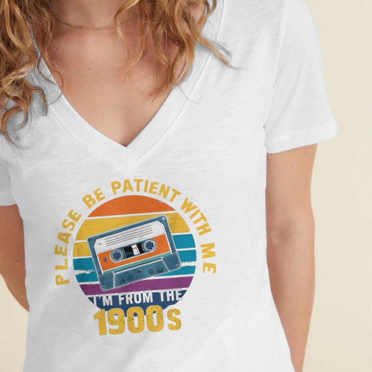 Please Be Patient With Me I'm From The 1900s Dad Women's Jersey Short Sleeve Deep V-Neck Tshirt