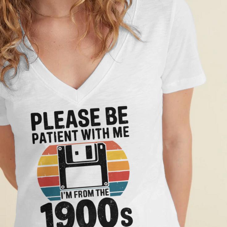 Please Be Patient With Me I'm From The 1900s Floppy Disk Premium Women's Jersey Short Sleeve Deep V-Neck Tshirt Please Be Patient With Me I'm From The 1900s Floppy Disk Premium Women's Jersey Short Sleeve Deep V-Neck Tshirt