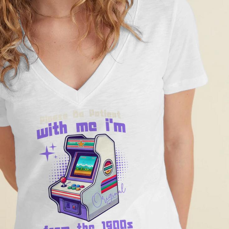 Please Be Patient With Me I'm From The 1900s Gamer Gaming Premium Women's Jersey Short Sleeve Deep V-Neck Tshirt Please Be Patient With Me I'm From The 1900s Gamer Gaming Premium Women's Jersey Short Sleeve Deep V-Neck Tshirt