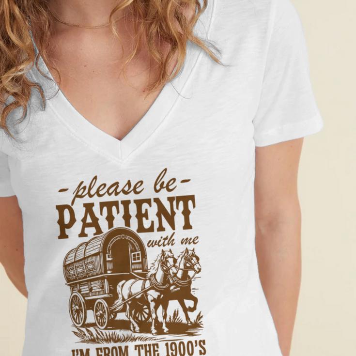 Please Be Patient With Me I'm From The 1900s Grandpa Premium Women's Jersey Short Sleeve Deep V-Neck Tshirt