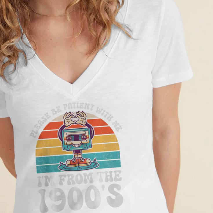 Please Be Patient With Me I'm From The 1900s Kawaii Premium Tri-Blend Women's Jersey Short Sleeve Deep V-Neck Tshirt