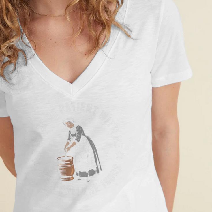 Please Be Patient With Me I'm From The 1900s Ladies Women Premium Women's Jersey Short Sleeve Deep V-Neck Tshirt
