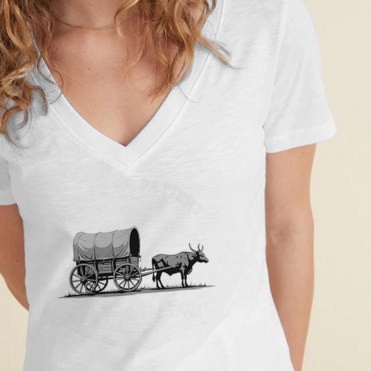 Please Be Patient I'm From The 1900s Oxen And Wagon Premium Women's Jersey Short Sleeve Deep V-Neck Tshirt Please Be Patient I'm From The 1900s Oxen And Wagon Premium Women's Jersey Short Sleeve Deep V-Neck Tshirt