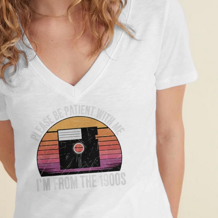 Please Be Patient With Me I'm From The 1900s PC Floppy Disk Premium Tri-Blend Women's Jersey Short Sleeve Deep V-Neck Tshirt