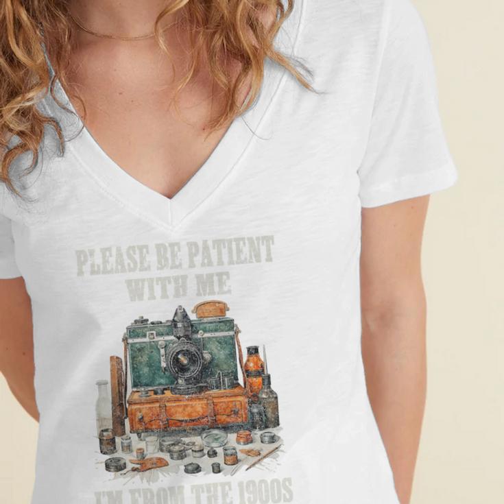 Please Be Patient With Me I'm From The 1900s Photographer Premium Women's Jersey Short Sleeve Deep V-Neck Tshirt Please Be Patient With Me I'm From The 1900s Photographer Premium Women's Jersey Short Sleeve Deep V-Neck Tshirt