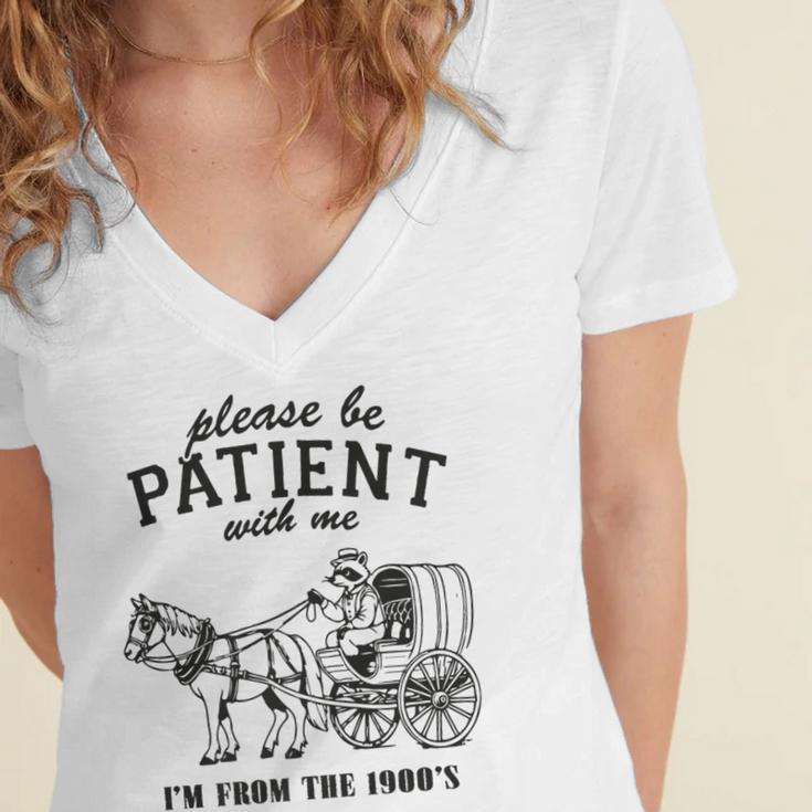 Please Be Patient I'm From The 1900s Raccoon Lover Premium Women's Jersey Short Sleeve Deep V-Neck Tshirt Please Be Patient I'm From The 1900s Raccoon Lover Premium Women's Jersey Short Sleeve Deep V-Neck Tshirt