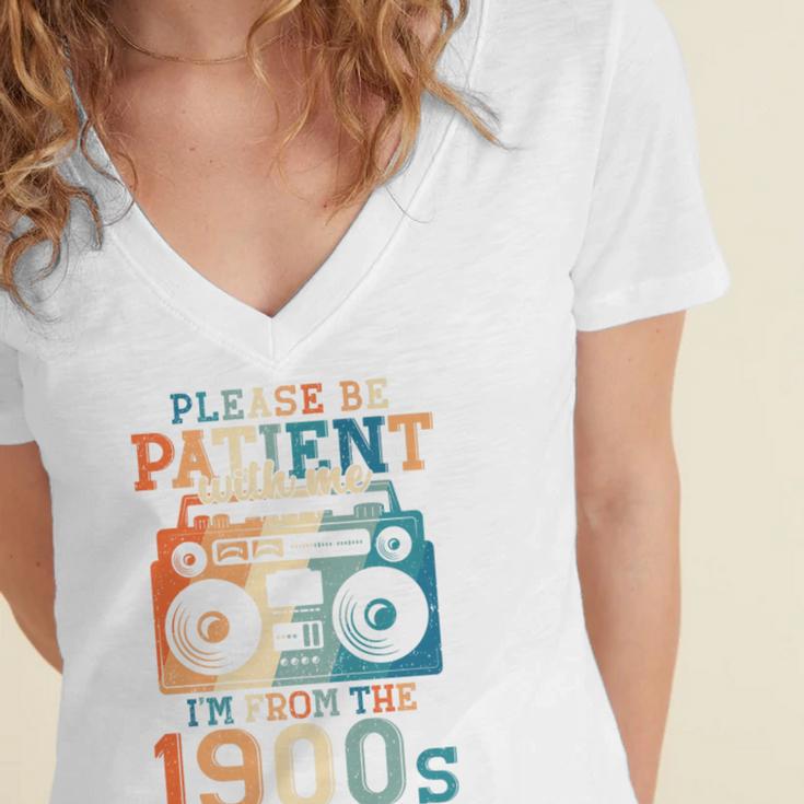 Please Be Patient With Me I'm From The 1900s Retro 90s Dad Premium Women's Jersey Short Sleeve Deep V-Neck Tshirt