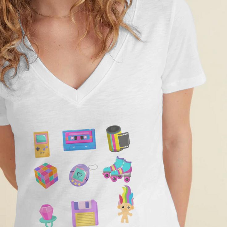 Please Be Patient With Me I'm From The 1900s Retro 90's Women's Jersey Short Sleeve Deep V-Neck Tshirt Please Be Patient With Me I'm From The 1900s Retro 90's Women's Jersey Short Sleeve Deep V-Neck Tshirt