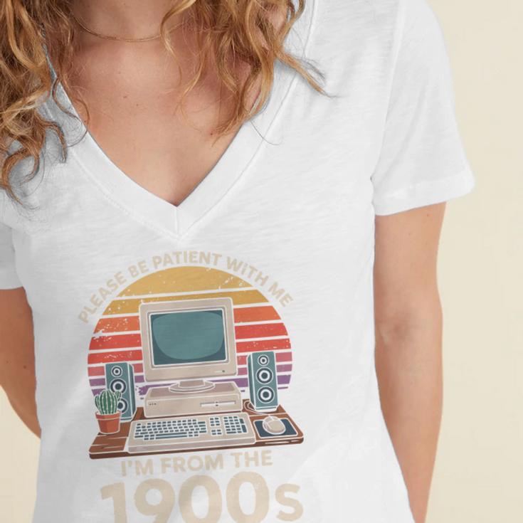 Please Be Patient I'm From The 1900s Retro Computer Geek PC Premium Women's Jersey Short Sleeve Deep V-Neck Tshirt Please Be Patient I'm From The 1900s Retro Computer Geek PC Premium Women's Jersey Short Sleeve Deep V-Neck Tshirt