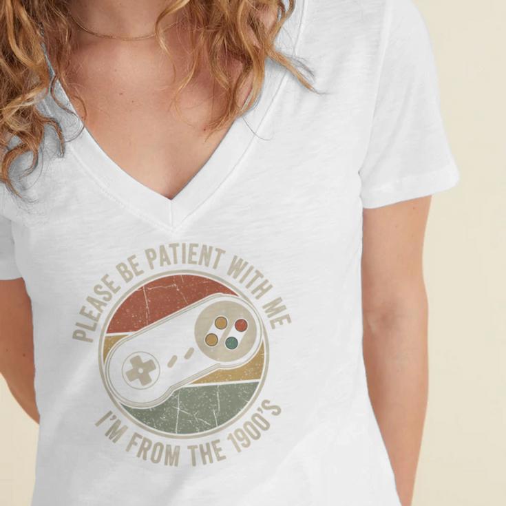Please Be Patient With Me I'm From The 1900s Retro Gamer Premium Tri-Blend Women's Jersey Short Sleeve Deep V-Neck Tshirt