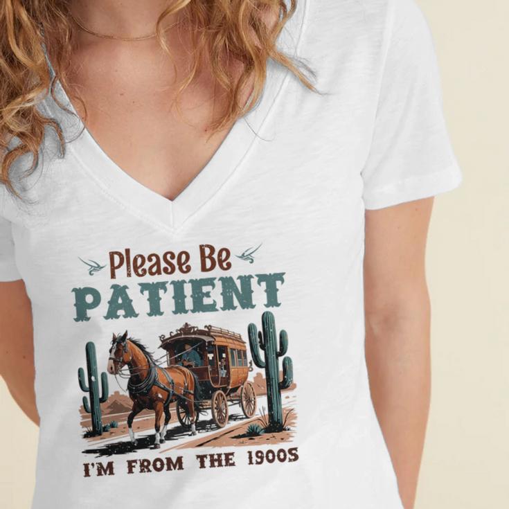 Please Be Patient I'm From The 1900s Stagecoach Western Vint Premium Tri-Blend Women's Jersey Short Sleeve Deep V-Neck Tshirt Please Be Patient I'm From The 1900s Stagecoach Western Vint Premium Tri-Blend Women's Jersey Short Sleeve Deep V-Neck Tshirt