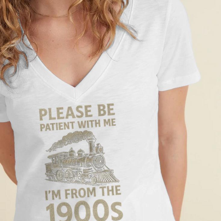 Please Be Patient With Me I'm From The 1900s Steam Train Premium Women's Jersey Short Sleeve Deep V-Neck Tshirt Please Be Patient With Me I'm From The 1900s Steam Train Premium Women's Jersey Short Sleeve Deep V-Neck Tshirt