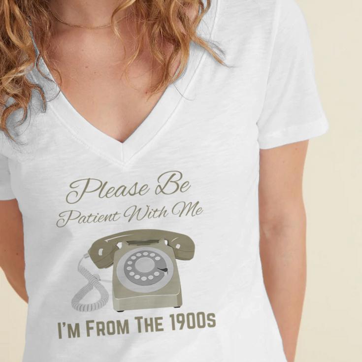 Please Be Patient With Me I'm From The 1900s Telephone Premium Women's Jersey Short Sleeve Deep V-Neck Tshirt Please Be Patient With Me I'm From The 1900s Telephone Premium Women's Jersey Short Sleeve Deep V-Neck Tshirt