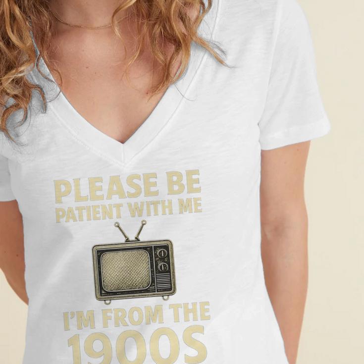 Please Be Patient With Me I'm From The 1900s Television Set Premium Women's Jersey Short Sleeve Deep V-Neck Tshirt