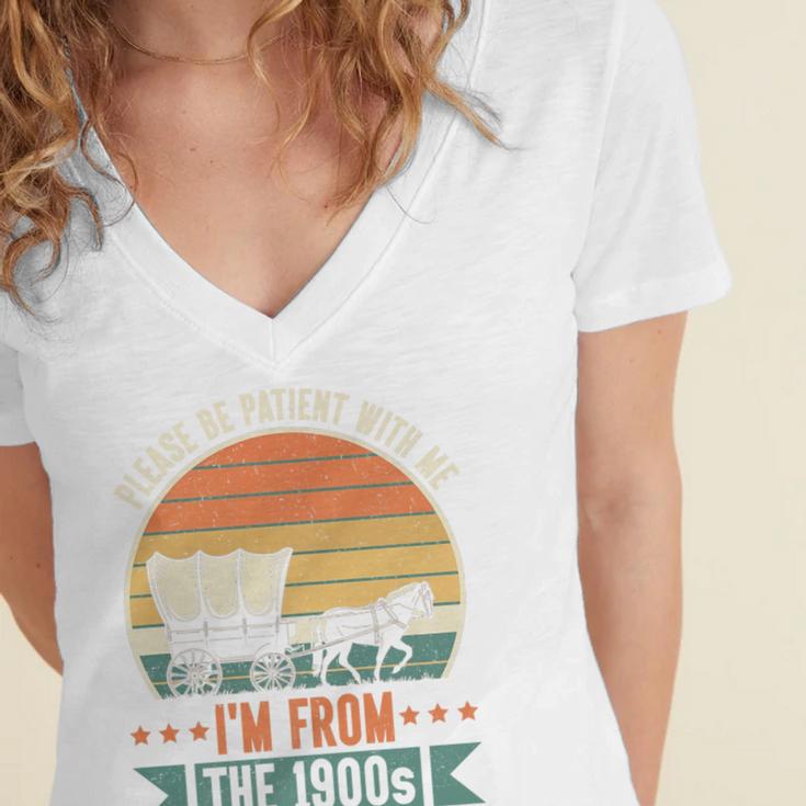 Please Be Patient With Me I'm From The 1900s Vintage Humor Premium Women's Jersey Short Sleeve Deep V-Neck Tshirt