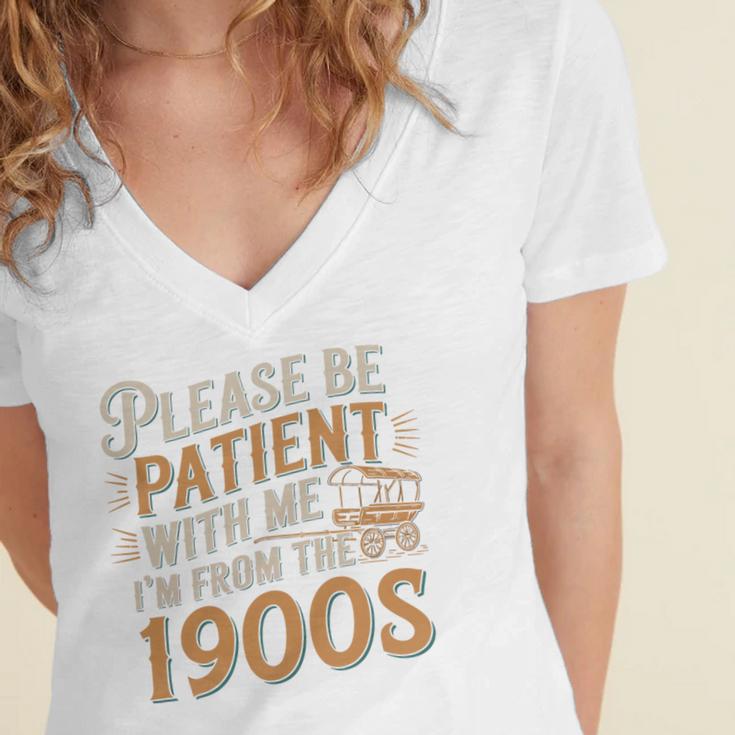 Please Be Patient With Me I'm From The 1900s Vintage Quote Premium Tri-Blend Women's Jersey Short Sleeve Deep V-Neck Tshirt