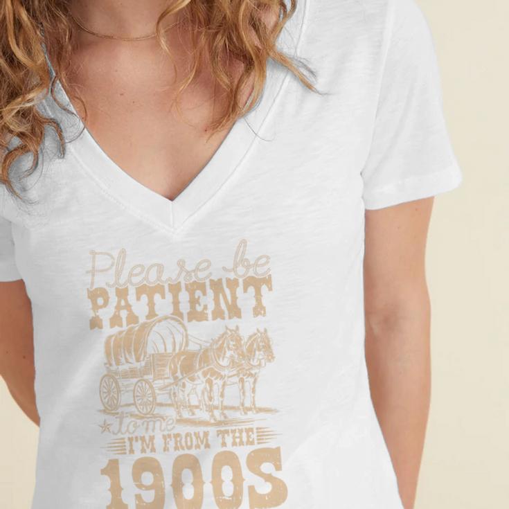 Please Be Patient To Me I'm From The 1900s Wild West Vintage Premium Women's Jersey Short Sleeve Deep V-Neck Tshirt Please Be Patient To Me I'm From The 1900s Wild West Vintage Premium Women's Jersey Short Sleeve Deep V-Neck Tshirt