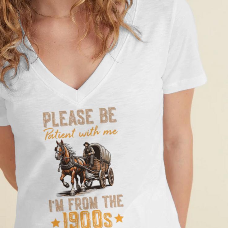 Please Be Patient With Mee I'm From The 1900s Minimalist Premium Women's Jersey Short Sleeve Deep V-Neck Tshirt Please Be Patient With Mee I'm From The 1900s Minimalist Premium Women's Jersey Short Sleeve Deep V-Neck Tshirt