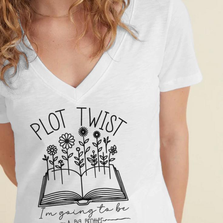 Plot Twist I'm Going To Be A Big Brothers Literary Book Boys Women's Jersey Short Sleeve Deep V-Neck Tshirt Plot Twist I'm Going To Be A Big Brothers Literary Book Boys Women's Jersey Short Sleeve Deep V-Neck Tshirt