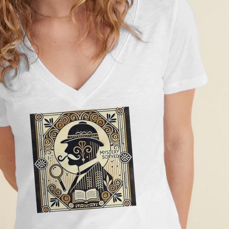 Poirot Mystery Books Vintage Detective Premium Tri-Blend Women's Jersey Short Sleeve Deep V-Neck Tshirt Poirot Mystery Books Vintage Detective Premium Tri-Blend Women's Jersey Short Sleeve Deep V-Neck Tshirt