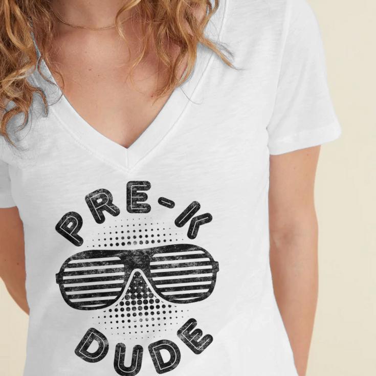 Pre-K Dude Shirt Boy Girl Graduation Back To School Women's Jersey Short Sleeve Deep V-Neck Tshirt