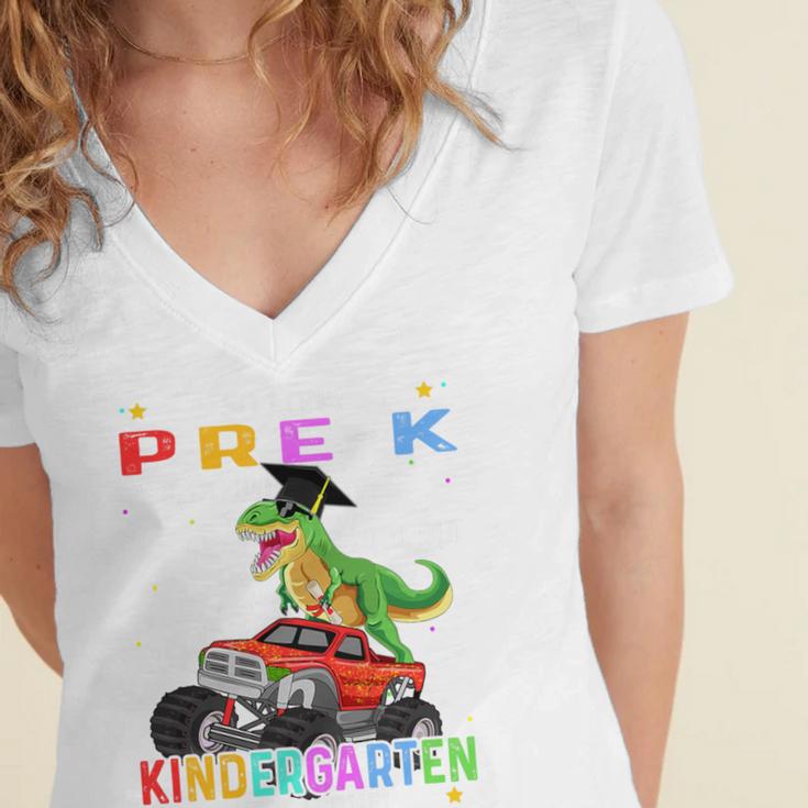 Pre k Graduation 2025 Pre-k Kindergarten Graduate Dinosaur Premium Tri-Blend Women's Jersey Short Sleeve Deep V-Neck Tshirt