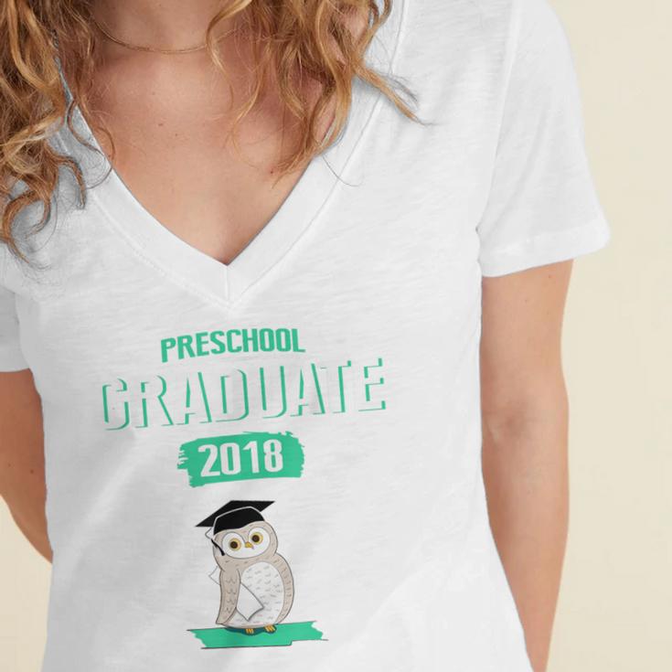 Pre K Graduation Shirt Cute Graduate 2018 Wise Owl Women's Jersey Short Sleeve Deep V-Neck Tshirt
