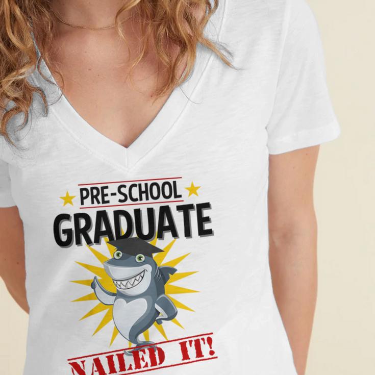 Pre K Nailed It Shirt 2019 Shark Graduation TShirt Women's Jersey Short Sleeve Deep V-Neck Tshirt