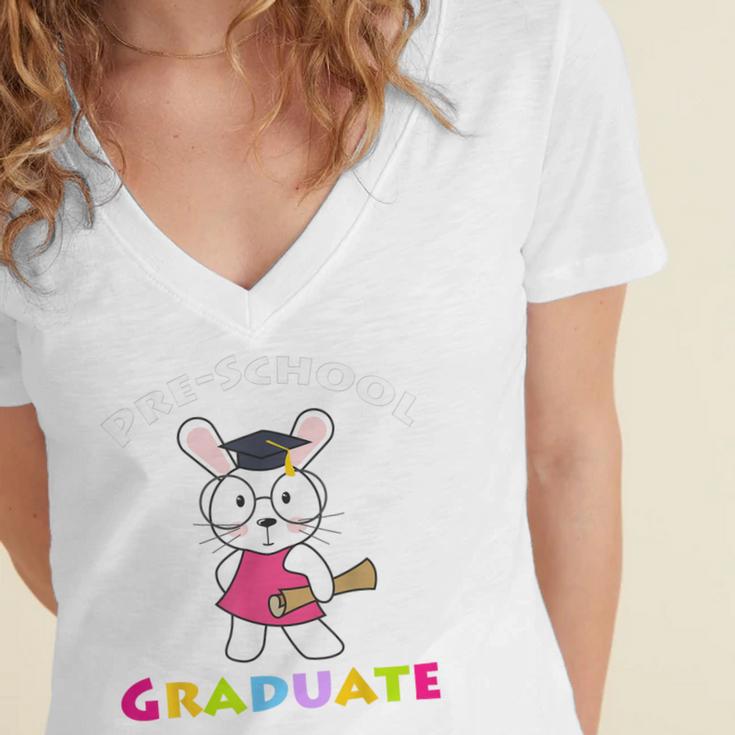 Preschool Graduate KidsShirt Pre-K Graduation Women's Jersey Short Sleeve Deep V-Neck Tshirt