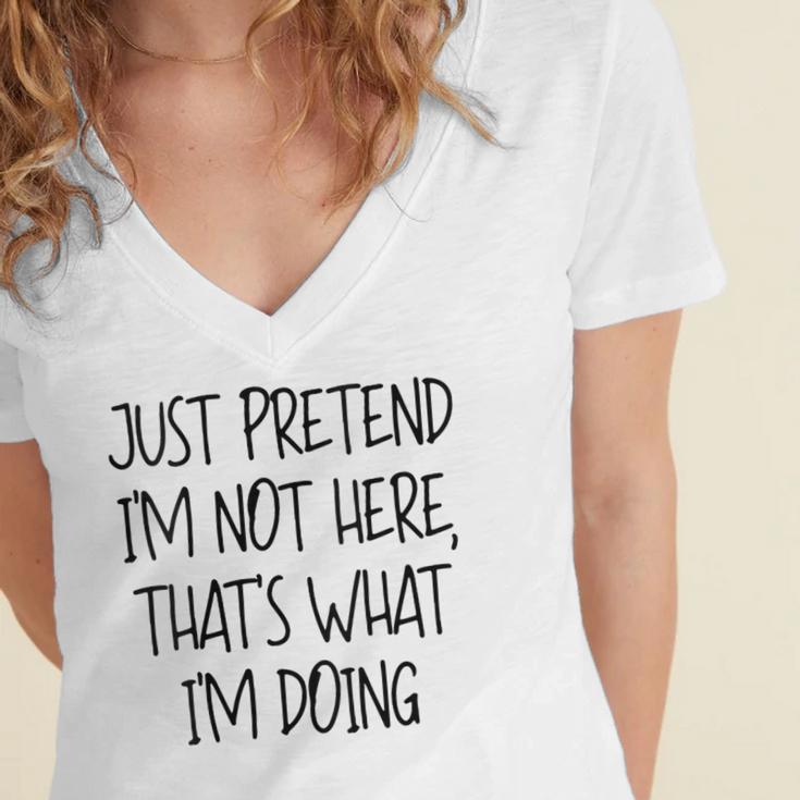 Pretend Introvert Introverted Apparel Women's Jersey Short Sleeve Deep V-Neck Tshirt Pretend Introvert Introverted Apparel Women's Jersey Short Sleeve Deep V-Neck Tshirt
