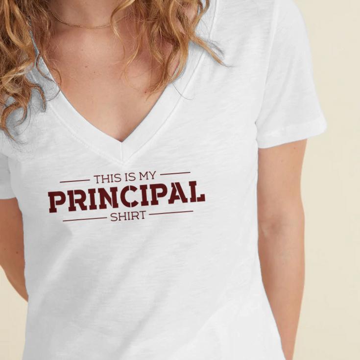 This Is My Principal Shirt Graduation T-Shirt Women's Jersey Short Sleeve Deep V-Neck Tshirt