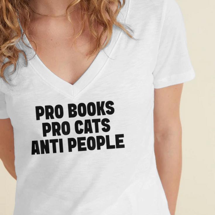PRO Books PRO Cats Anti People Women's Jersey Short Sleeve Deep V-Neck Tshirt PRO Books PRO Cats Anti People Women's Jersey Short Sleeve Deep V-Neck Tshirt