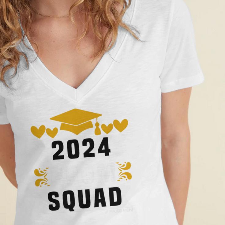 Prom Squad 2024 High School Graduation Party Premium Women's Jersey Short Sleeve Deep V-Neck Tshirt