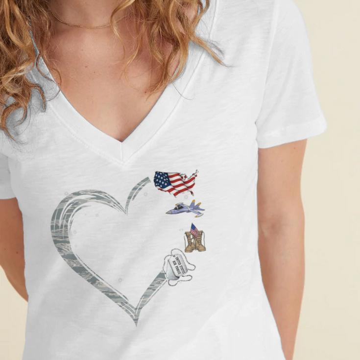 Proud Air Force Grandma Air Force Graduation Grandma USAF Women's Jersey Short Sleeve Deep V-Neck Tshirt