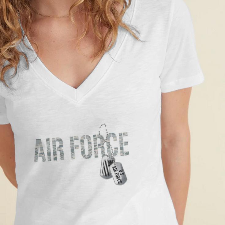 Proud Air Force Wife Air Force Graduation USAF Wife Women's Jersey Short Sleeve Deep V-Neck Tshirt