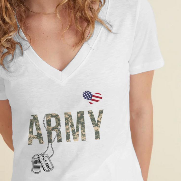 Proud Army Mom Army Graduation Mom US Army Mom Women's Jersey Short Sleeve Deep V-Neck Tshirt