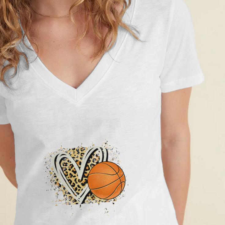 Proud Aunt Of A 2026 Senior Basketball Graduation Leopard Premium Tri-Blend Women's Jersey Short Sleeve Deep V-Neck Tshirt