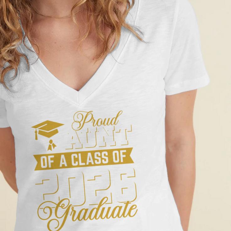 Proud Aunt Of A Class Of 2026 Graduate Senior Graduation 26 Women's Jersey Short Sleeve Deep V-Neck Tshirt