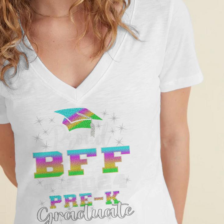 Proud Bff Of PreK School Graduate 2024 Graduation Bff Premium Women's Jersey Short Sleeve Deep V-Neck Tshirt