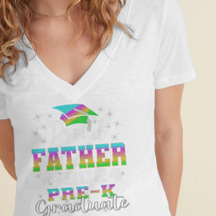 Proud Father Of PreK School Graduate 2024 Graduation Father Premium Women's Jersey Short Sleeve Deep V-Neck Tshirt