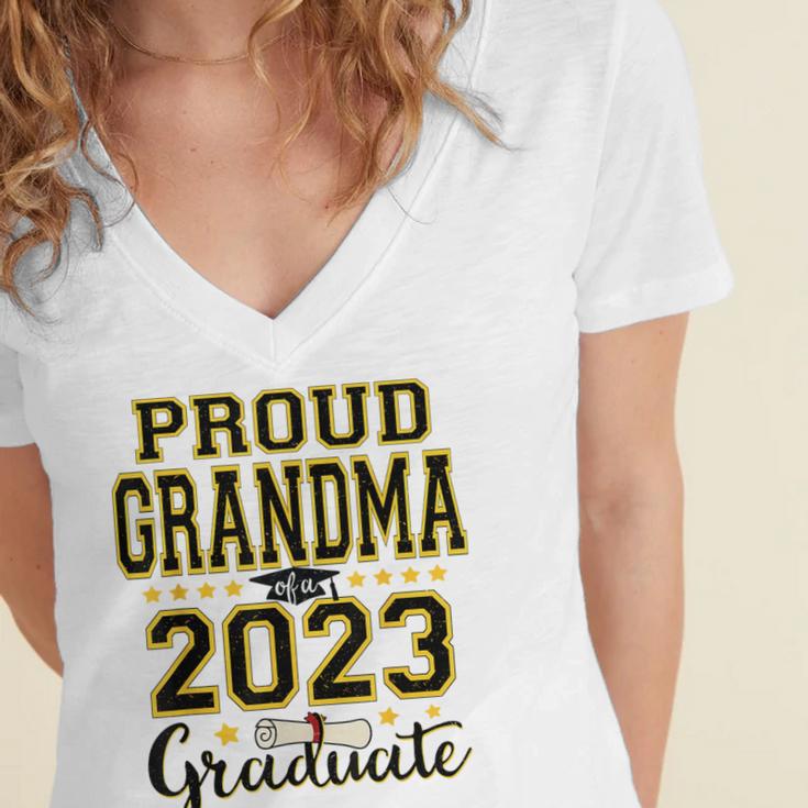 Proud Grandma Of A 2023 Graduate Graduation Women's Jersey Short Sleeve Deep V-Neck Tshirt