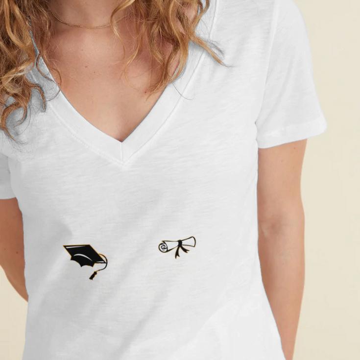 Proud Grandma Of A 2025 College Graduate Graduation Women's Jersey Short Sleeve Deep V-Neck Tshirt