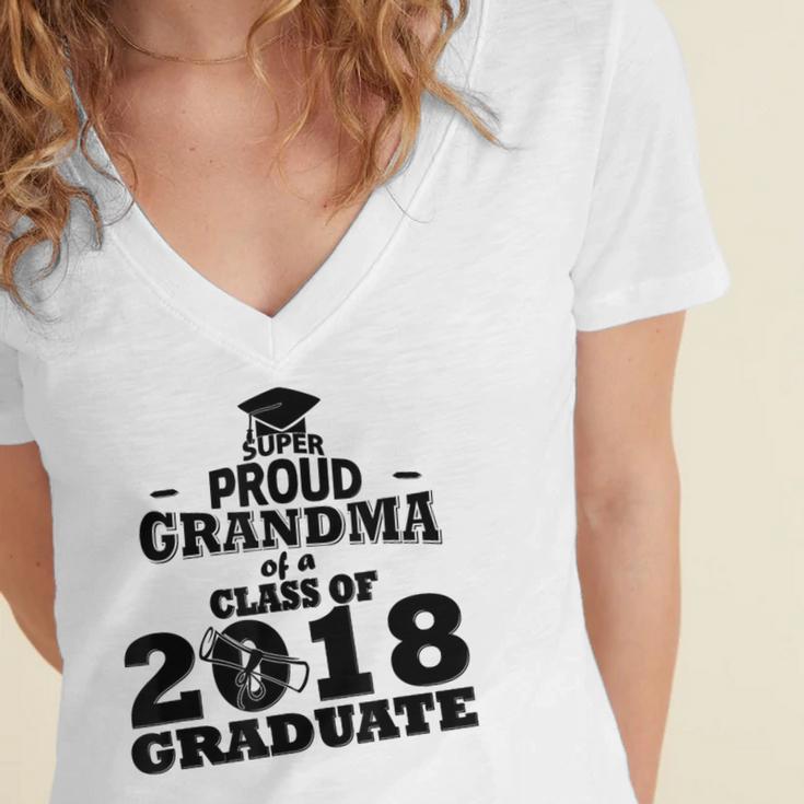 Proud Grandma Of A Class Of 2018 Tee Graduate Graduation Z1 Women's Jersey Short Sleeve Deep V-Neck Tshirt