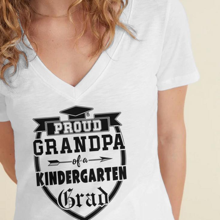 Proud Grandpa Of a Kindergarten Grad Graduation Shirt Women's Jersey Short Sleeve Deep V-Neck Tshirt