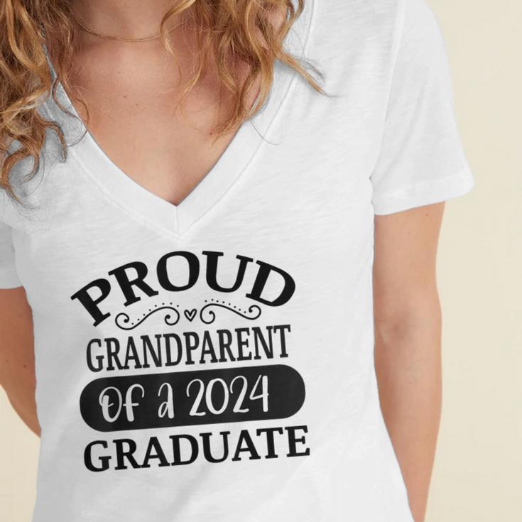 Proud Grandparent Of A Class Of 2024 Graduate Graduation Women's Jersey Short Sleeve Deep V-Neck Tshirt