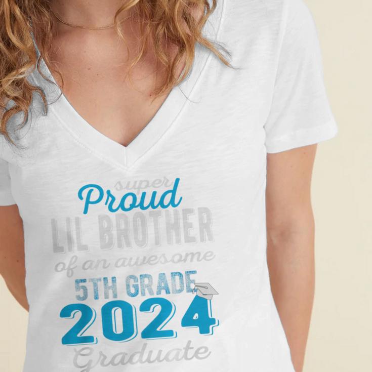 Proud Little Brother Of 5th Grade Graduate 2024 Graduation Premium Women's Jersey Short Sleeve Deep V-Neck Tshirt